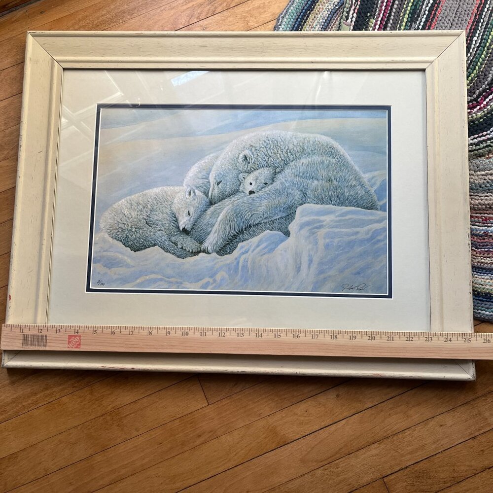 Limited edition 3/100 -  framed print - Robert Pow - Mother Polar Bear - Signed
